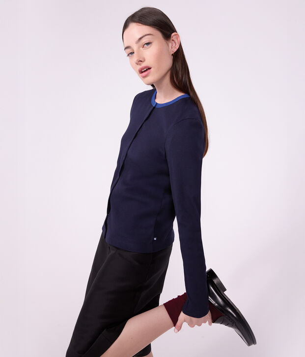 C&aacute;rdigan de algod&oacute;n liso para mujer SMOKING