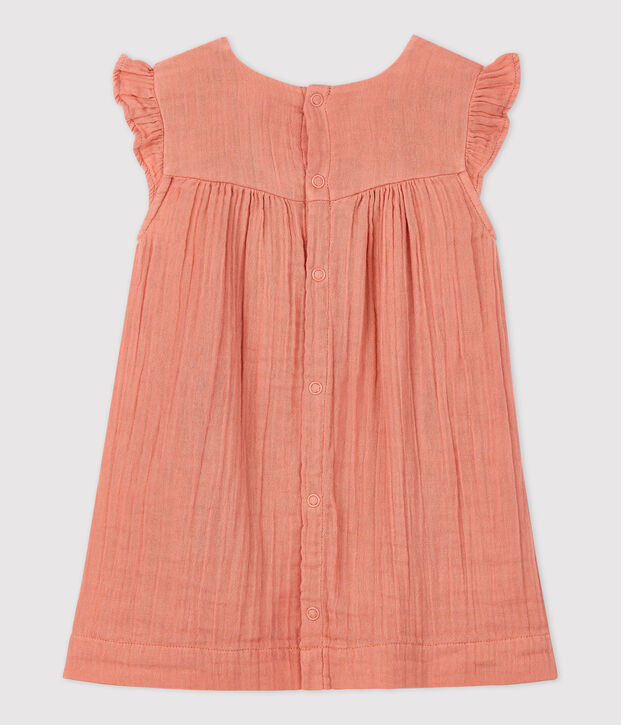 Vestido de gasa de algod&oacute;n ecol&oacute;gico para beb&eacute; rosa