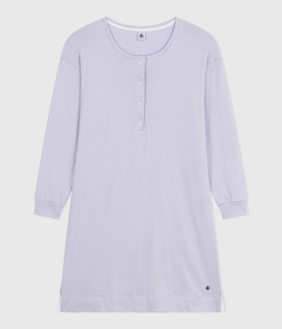Camisón de algodón a rayas para mujer blanco SQUAW/ MARSHMALLOW