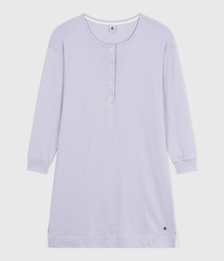 Camis&oacute;n de algod&oacute;n a rayas para mujer violeta/blanco