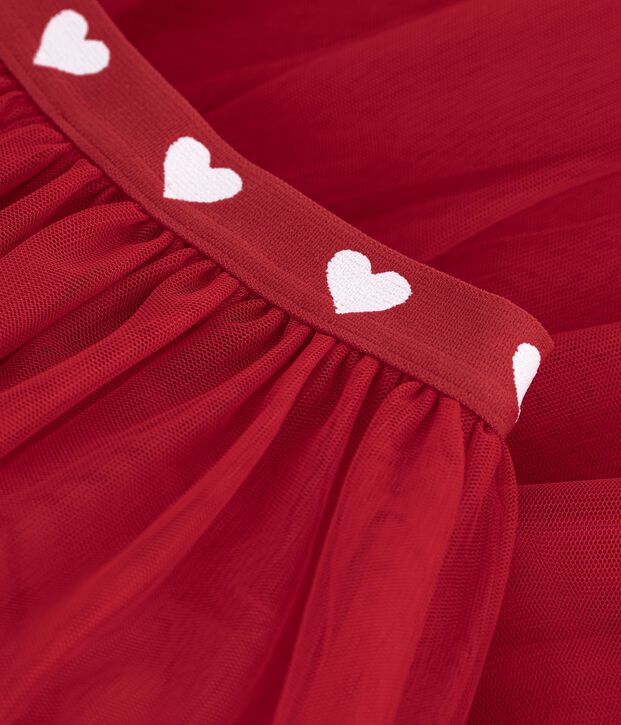 Falda infantil lisa y larga de tul rojo