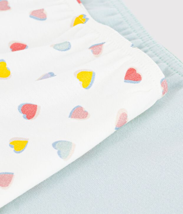 Juego de culottes infantiles largos de algod&oacute;n con corazones multicolor