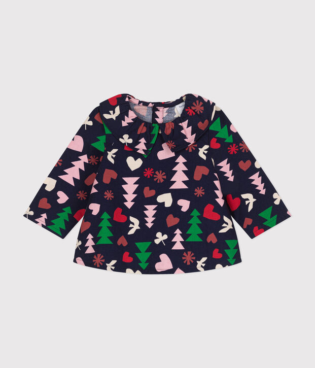 Blusa de franela para beb&eacute; azul/multicolor