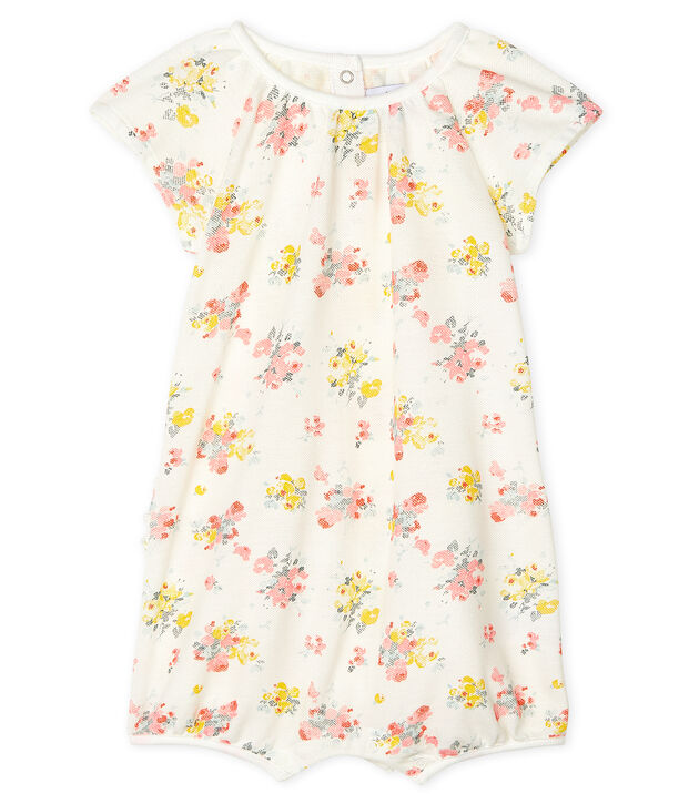 Mono corto estampado para beb&eacute; ni&ntilde;a blanco/multicolor