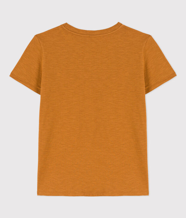 Camiseta LA RECTA de algod&oacute;n con cuello redondo para mujer marron