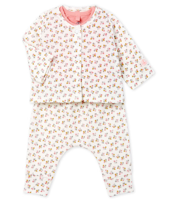 Conjunto de tres piezas para bebé niña de punto blanco MARSHMALLOW/blanco MULTICO