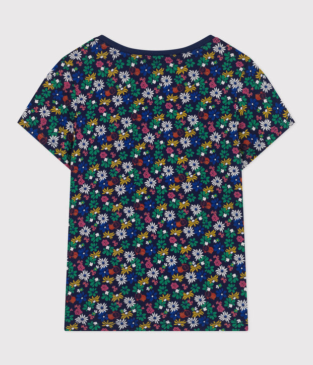 Camiseta estampada de jersey ligero para ni&ntilde;a azul/multicolor