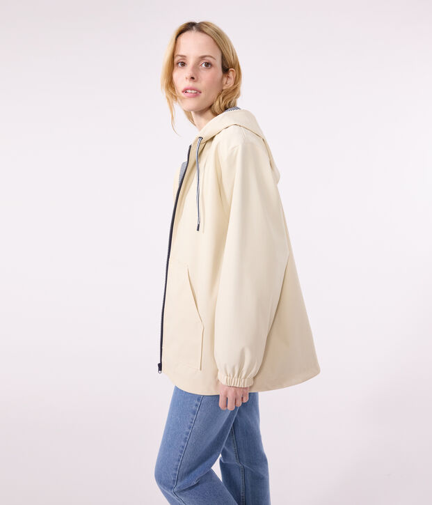 Chubasquero con capucha para mujer crudo