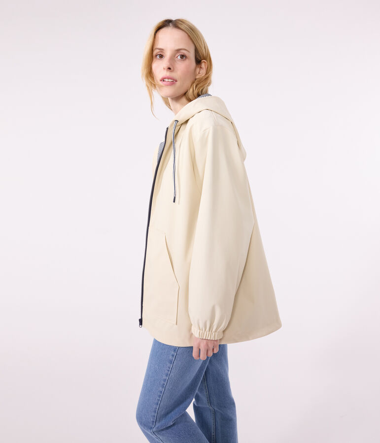 Chubasquero con capucha para mujer crudo