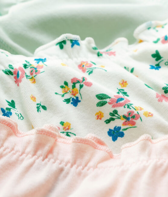 Juego de 3 braguitas con volantes y estampado floral de niña de algodón orgánico variante 1
