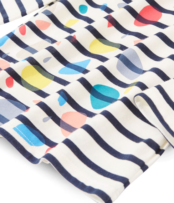 Camiseta marinera infantil unisex beige COQUILLE/azul SMOKING