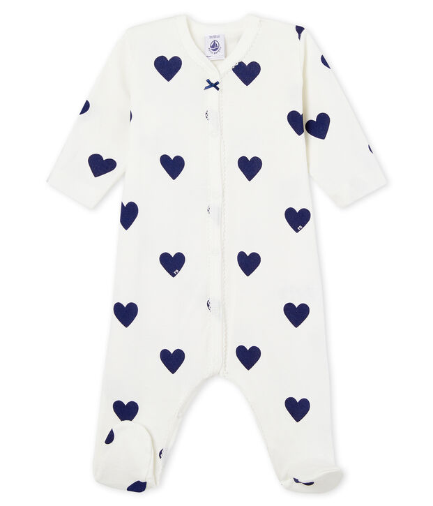 Pelele de punto de algod&oacute;n para beb&eacute; ni&ntilde;a-ni&ntilde;o blanco/azul