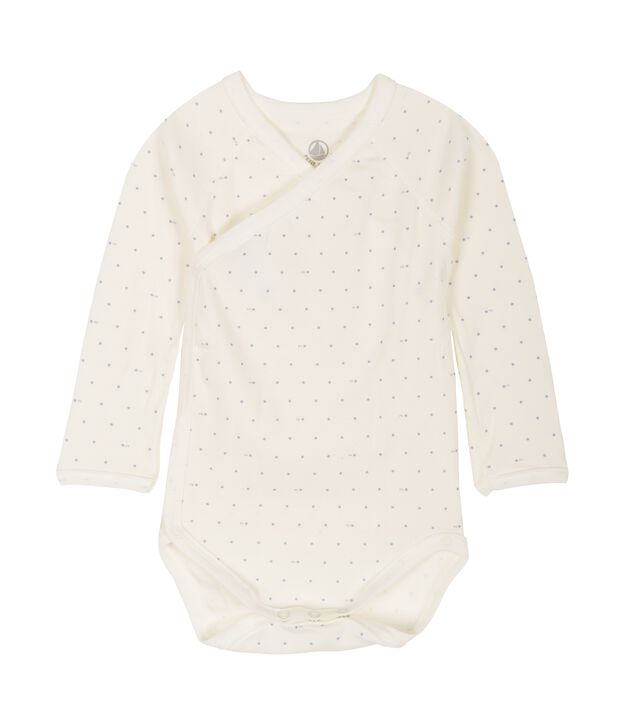 Bodi de nacimiento de manga larga para beb&eacute; blanco/azul