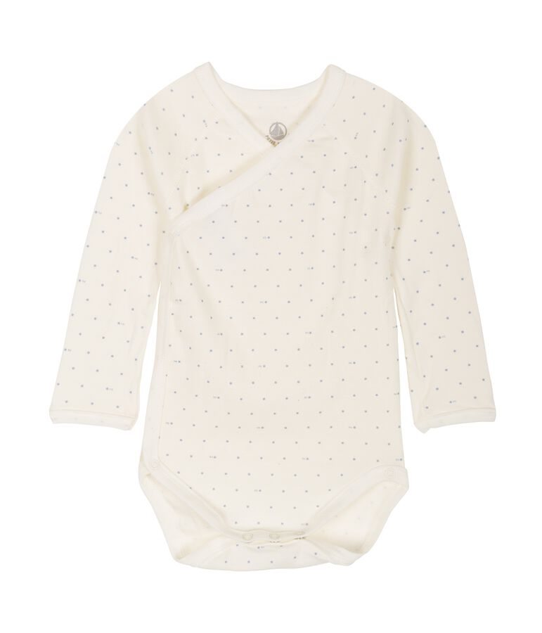 Bodi de nacimiento de manga larga para beb&eacute; blanco/azul