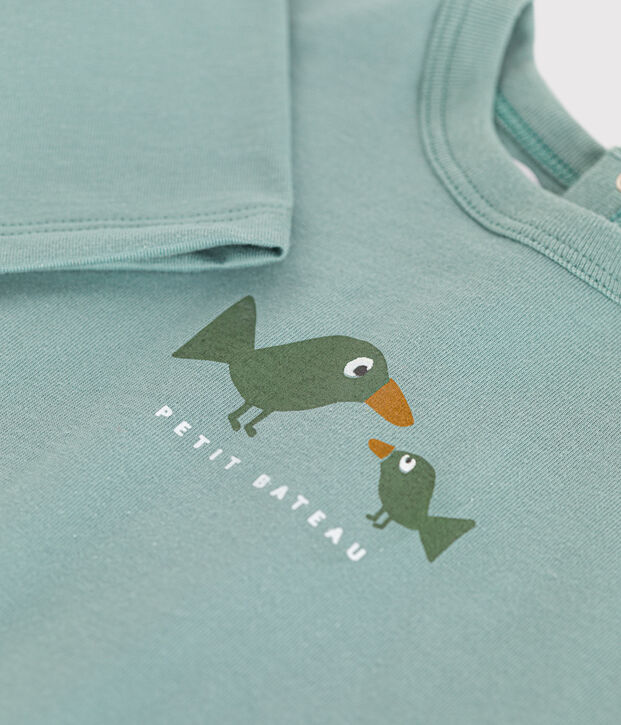 Camiseta de manga larga de punto fino para beb&eacute; verde