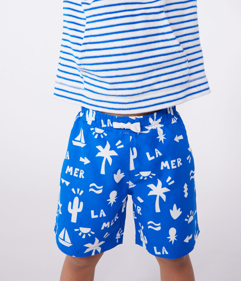 Ba&ntilde;ador infantil estampado azul/blanco