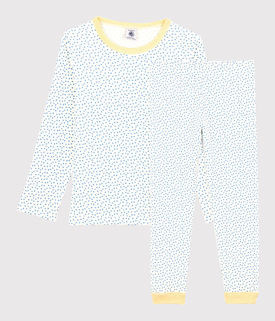 Pijama con motivos de algodón orgánico infantil unisex blanco MARSHMALLOW/azul BRASIER