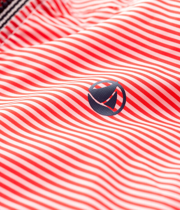 Cortavientos de poliamida reciclada de beb&eacute; rosa/blanco