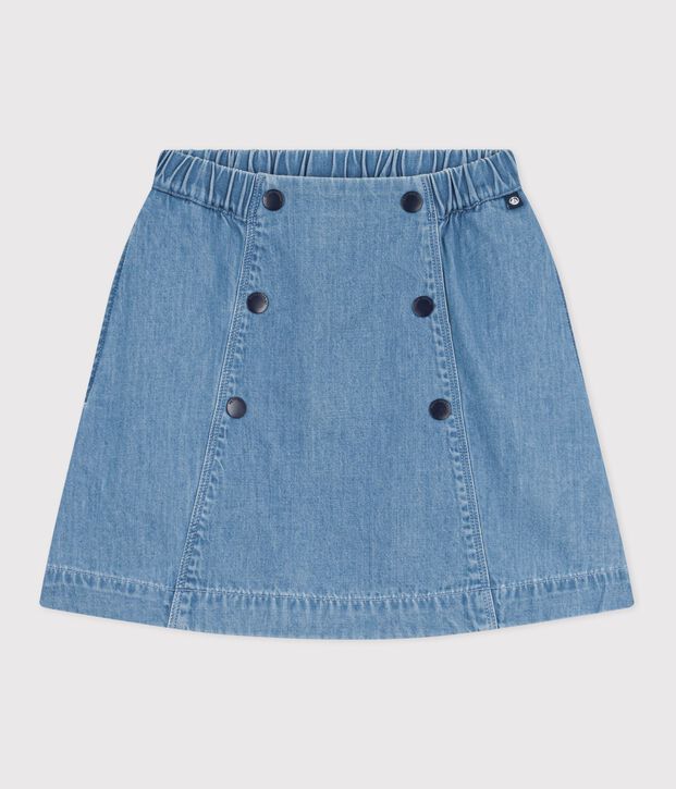 Falda infantil corta y lisa de algod&oacute;n azul
