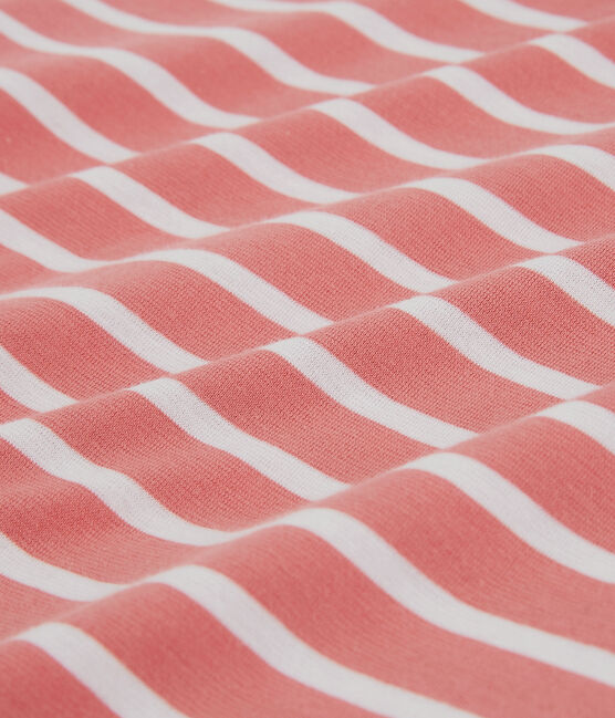 Camiseta RECTA con cuello redondo de algodón orgánico de mujer rosa PAPAYE/ MARSHMALLOW