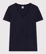 Camiseta LA RECTA de algodón con cuello de pico para mujer