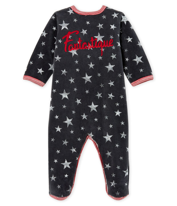 Pijama de terciopelo para beb&eacute; ni&ntilde;o gris/gris