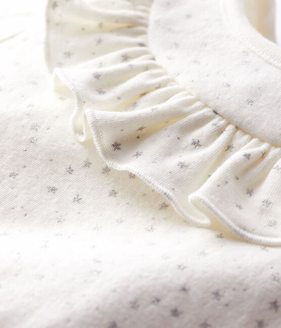 Blusa de manga larga para bebé niña blanco MARSHMALLOW/gris ARGENT