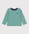 Camiseta infantil de manga larga a rayas verde/beige/verde
