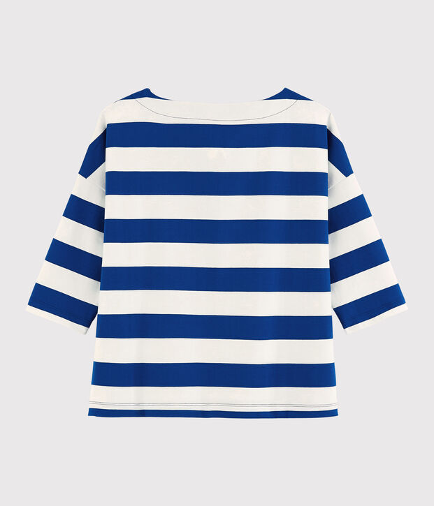 Camiseta de mujer azul/blanco