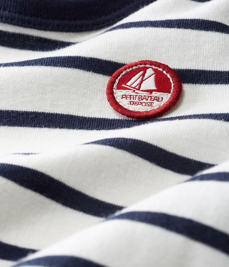 Camiseta de manga larga y rayas para beb&eacute; ni&ntilde;o blanco/azul