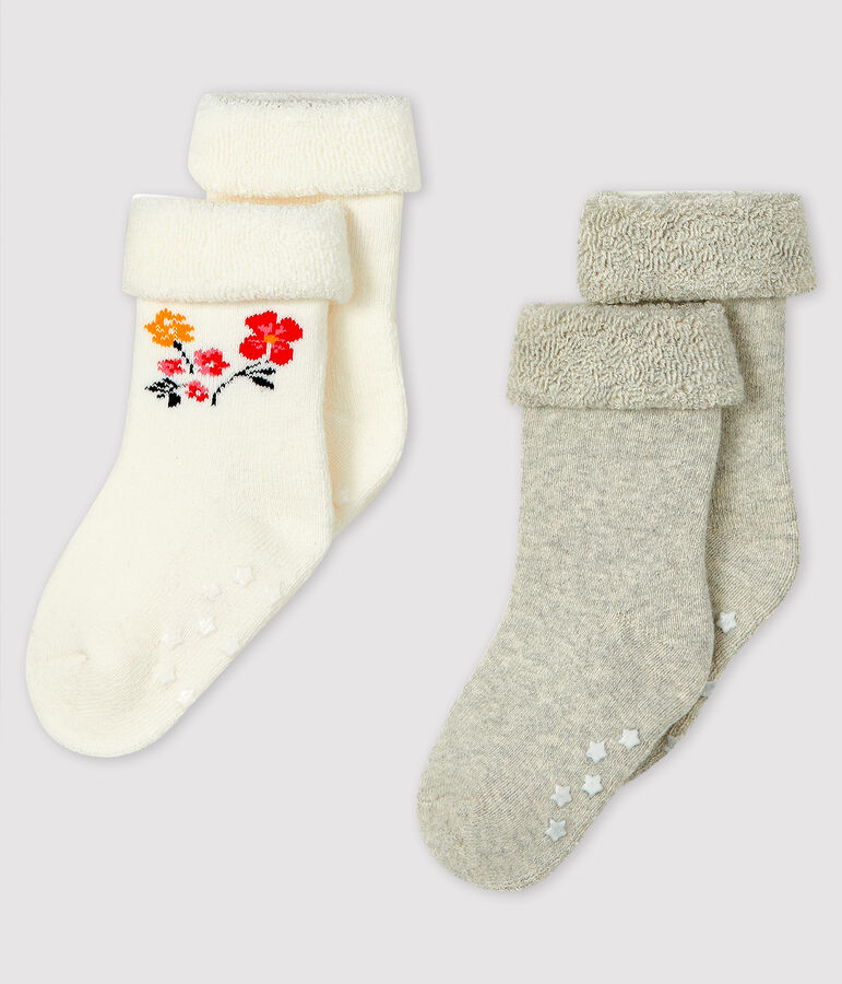 Juego de 2 pares de calcetines para beb&eacute; multicolor