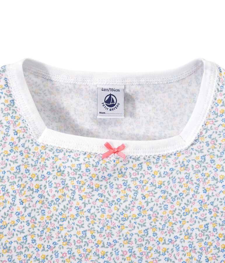 Pijama corto estampado para ni&ntilde;a blanco ECUME/blanco MULTICO