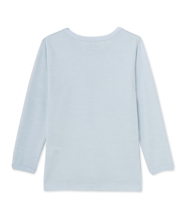 Camiseta de lana y algod&oacute;n para ni&ntilde;o azul Fraicheur
