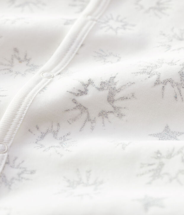 Pelele de beb&eacute; con estampado de estrellas de terciopelo blanco/gris