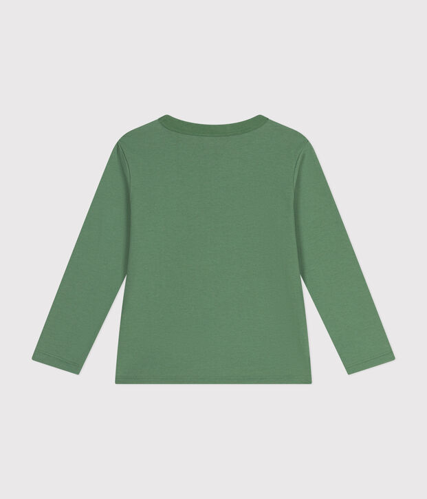 Camiseta de manga larga de punto fino para ni&ntilde;o verde