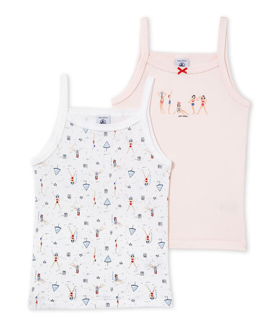 Lote de 2 camisetas de tirantes para niña blanco .