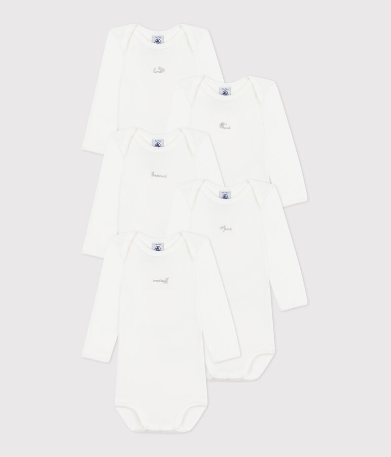 Juego de 5 bodis de algod&oacute;n de manga larga d&iacute;as de la semana para beb&eacute; multicolor