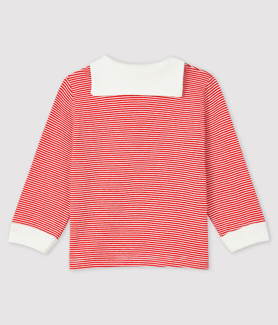 Camiseta mil rayas para bebé niño rojo TERKUIT/blanco MARSHMALLOW