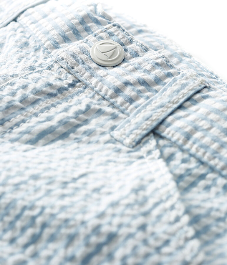 Pantal&oacute;n milrayas para beb&eacute; ni&ntilde;o azul ACIER/blanco MARSHMALLOW