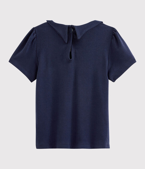 Camiseta de manga corta de algodón de niña azul SMOKING