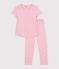 Pijama infantil de algod&oacute;n de manga corta y pierna larga con estampado rosa/multicolor