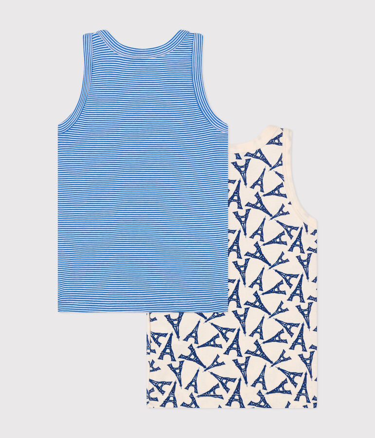 Juego de 2 camisetas infantiles de algod&oacute;n sin mangas con motivo de Par&iacute;s multicolor