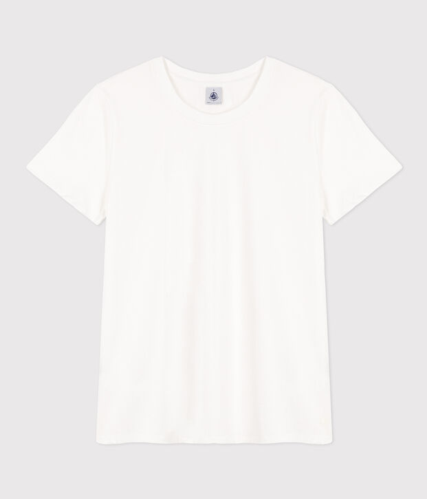 Camiseta LA RECTA de algod&oacute;n con cuello redondo para mujer blanco