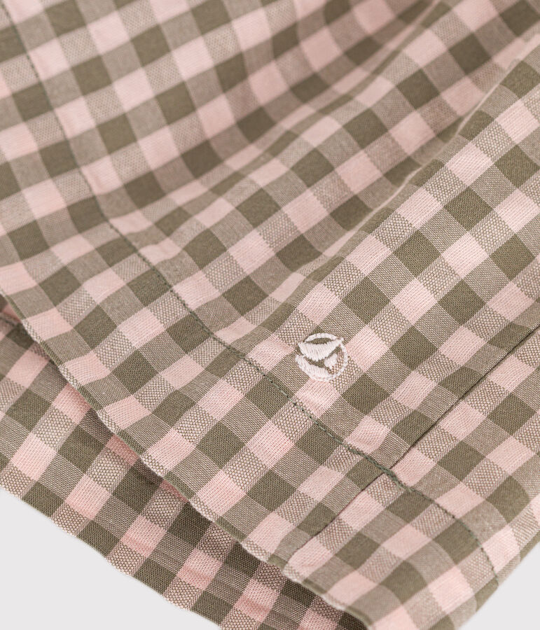 Vestido de manga corta de milrayas para beb&eacute; verde/rosa