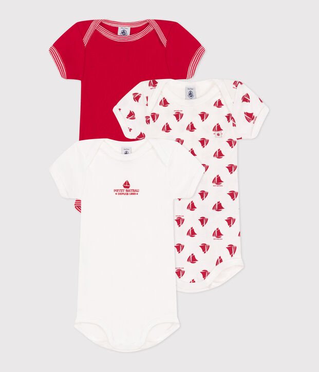 Juego de 3 bodis de beb&eacute; de manga corta de algod&oacute;n multicolor