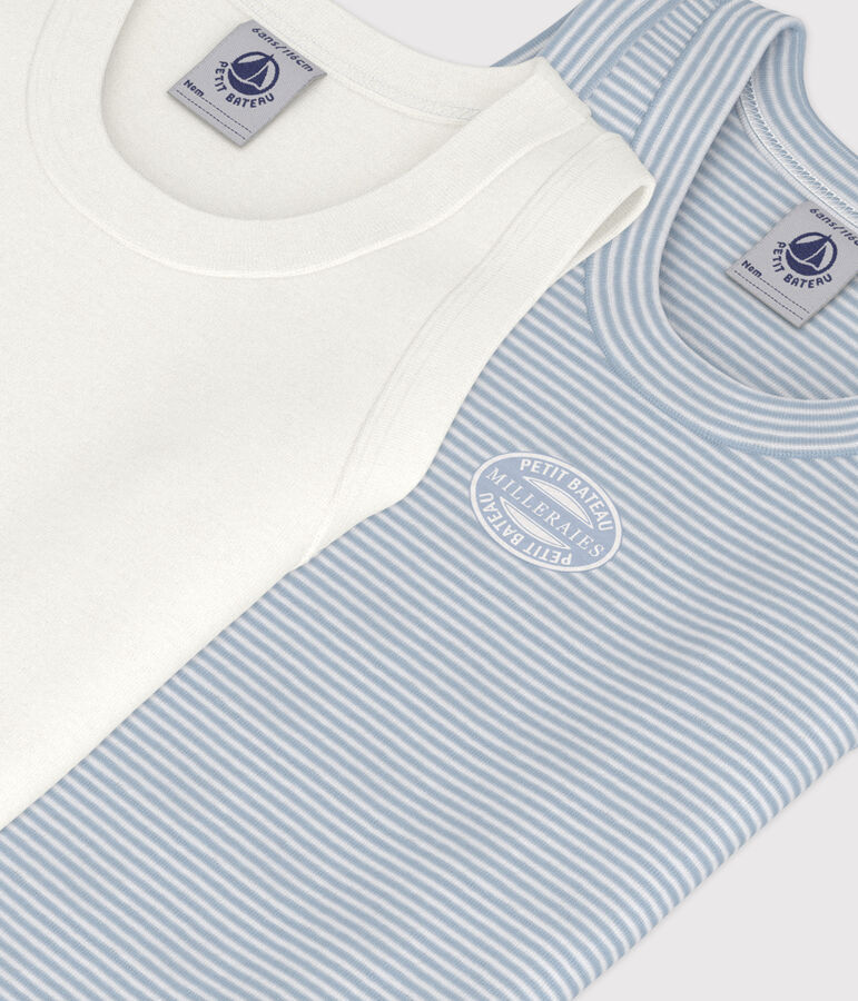 Juego de 2 camisetas infantiles sin mangas de algod&oacute;n multicolor