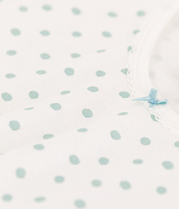 Pijama corto de algod&oacute;n con lunares para ni&ntilde;a blanco/verde