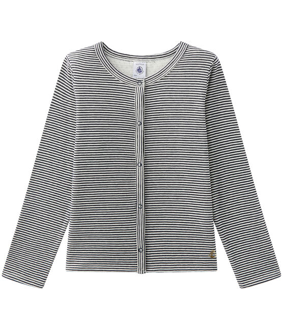 Cardigan niña en túbico milrayas azul SMOKING/beige COQUILLE