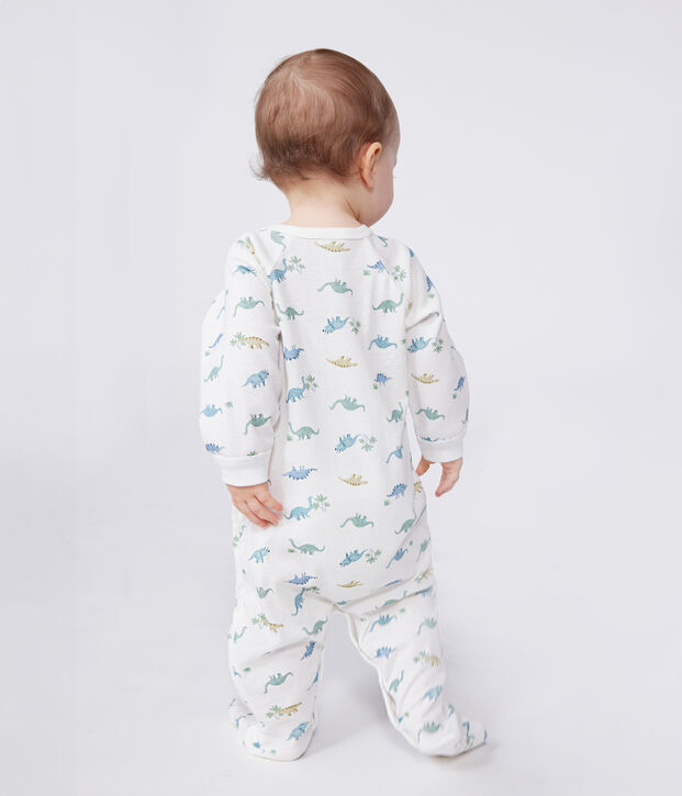 Pijama de algod&oacute;n con dinosaurios para beb&eacute; blanco/multicolor
