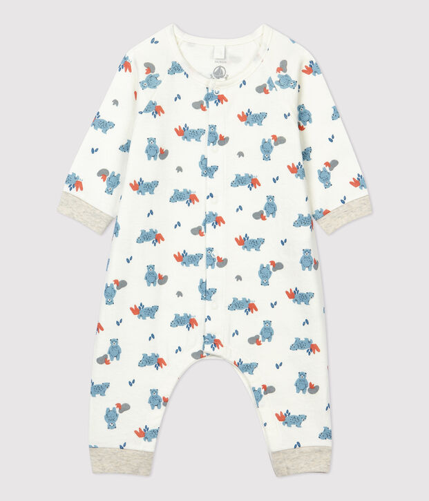Mono largo con estampado de ositos de beb&eacute; de algod&oacute;n org&aacute;nico blanco/multicolor